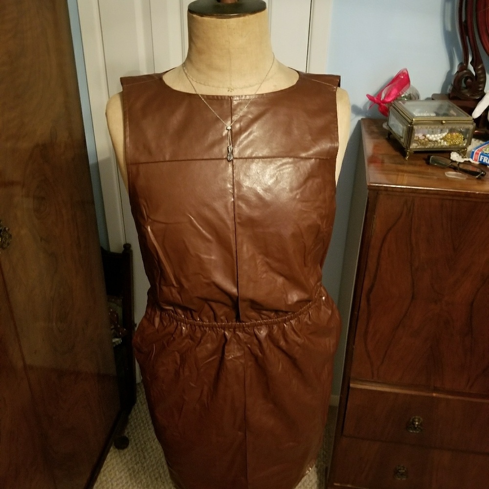 Leather look mod shift dress by Leith.